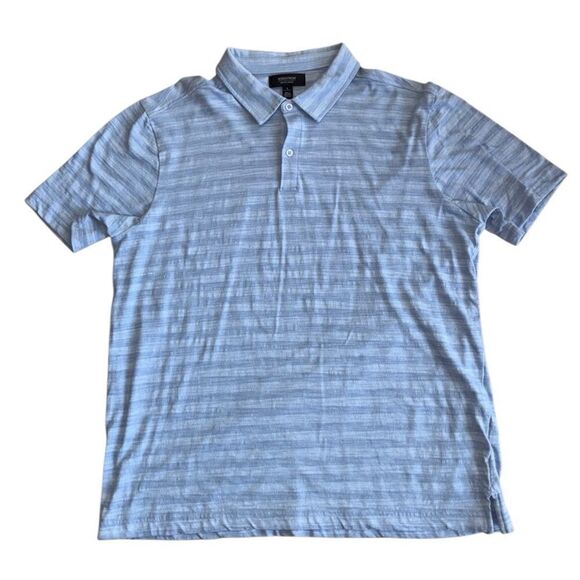 Nordstrom Men's Shop Blue Breathable Striped Golf Polo Shirt - Size Large - Picture 1 of 5